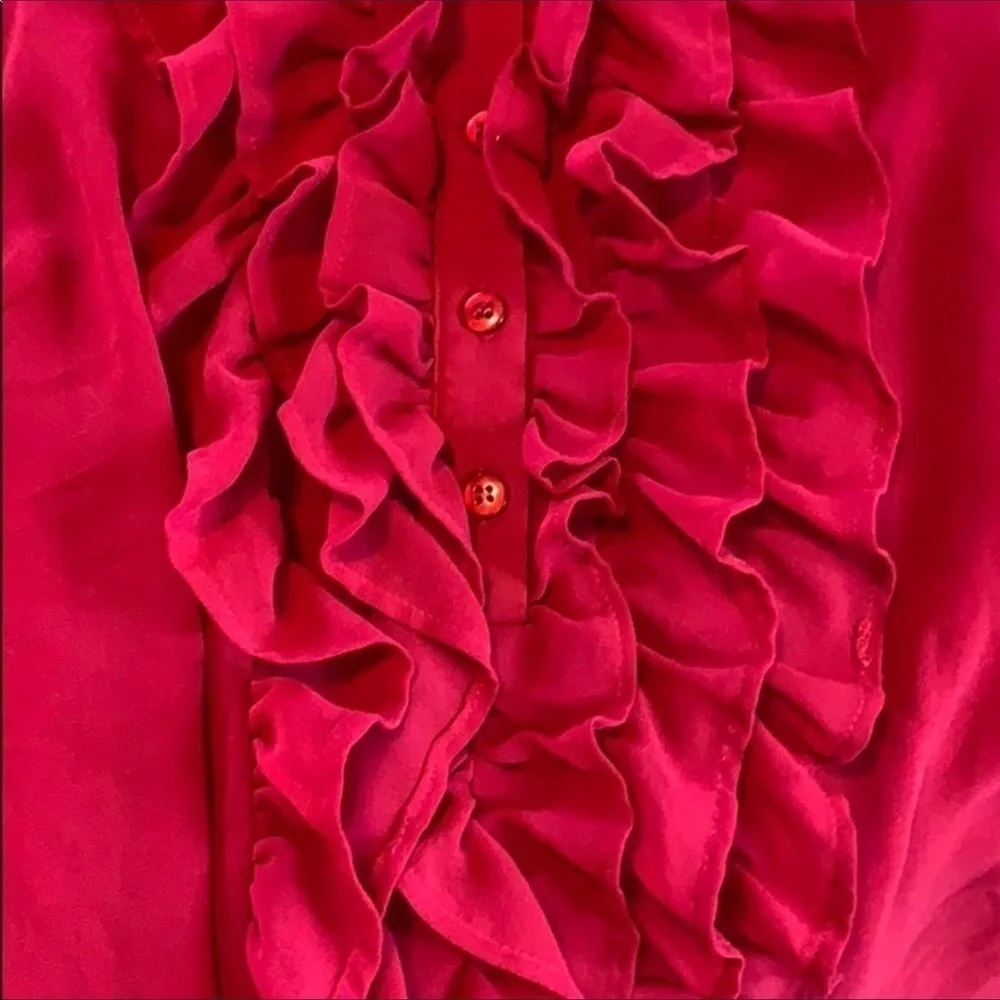 Forever 21 sheer red top with ruffle front Size Large